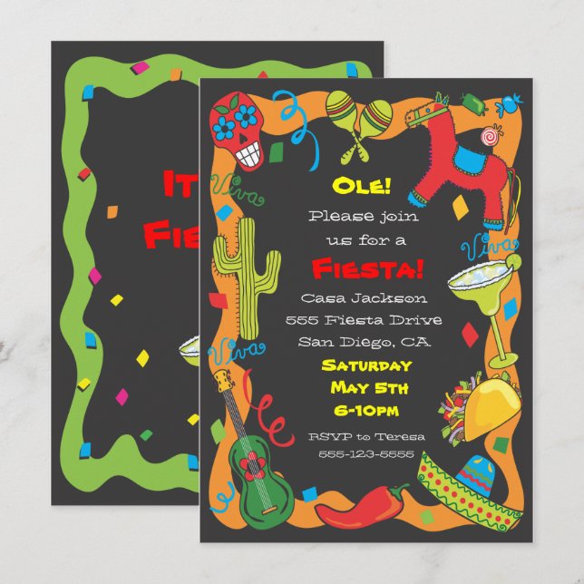 Ole ! Invitation de la fête de la Fiesta mexicaine (Devant / Derrière)