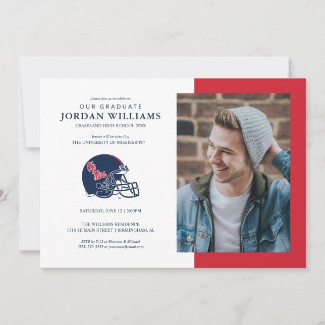 Ole Miss Football Helmet | Dark Blue Announcement (Front)