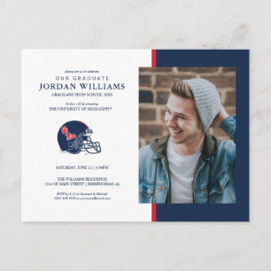 Ole Miss Football Helmet   Dark Blue Announcement Postcard