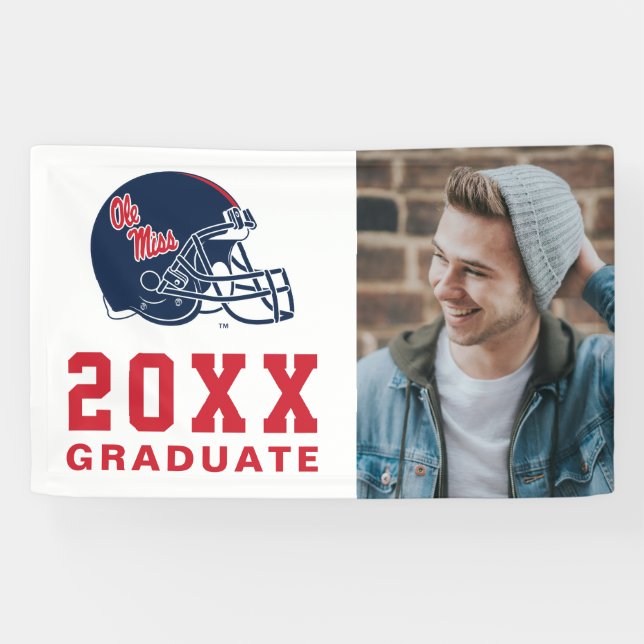 Ole Miss Football Helmet | Dark Blue Banner (Horizontal)