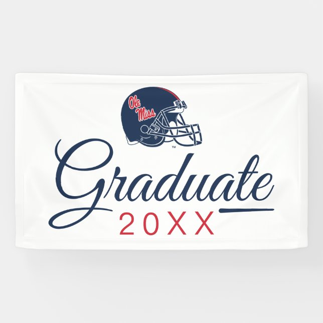 Ole Miss Football Helmet | Dark Blue Banner (Horizontal)
