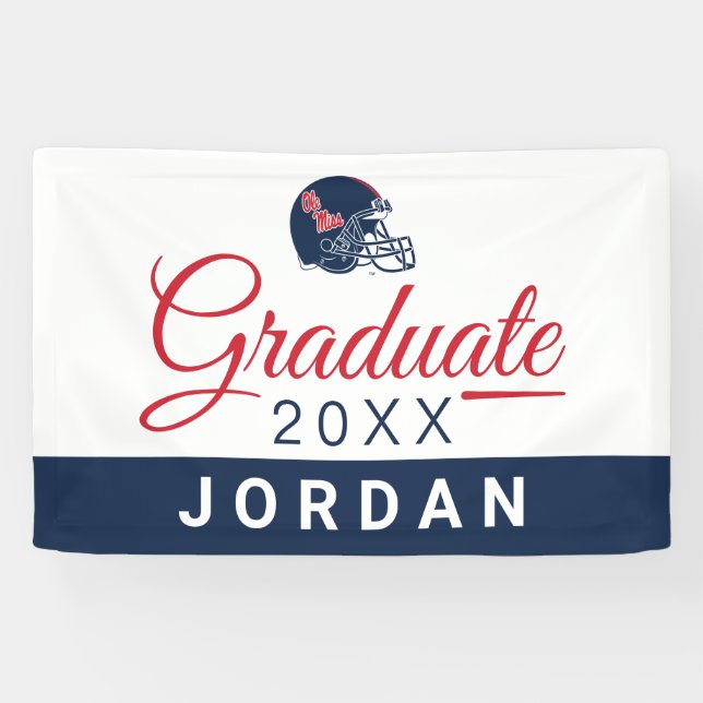 Ole Miss Football Helmet | Dark Blue Banner (Horizontal)