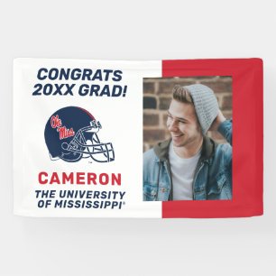 Ole Miss Football Helmet   Dark Blue Banner