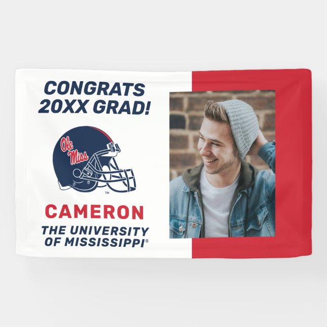 Ole Miss Football Helmet | Dark Blue Banner (Horizontal)