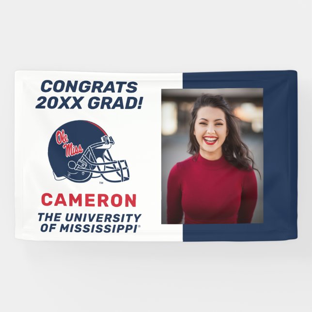 Ole Miss Football Helmet | Dark Blue Banner (Horizontal)