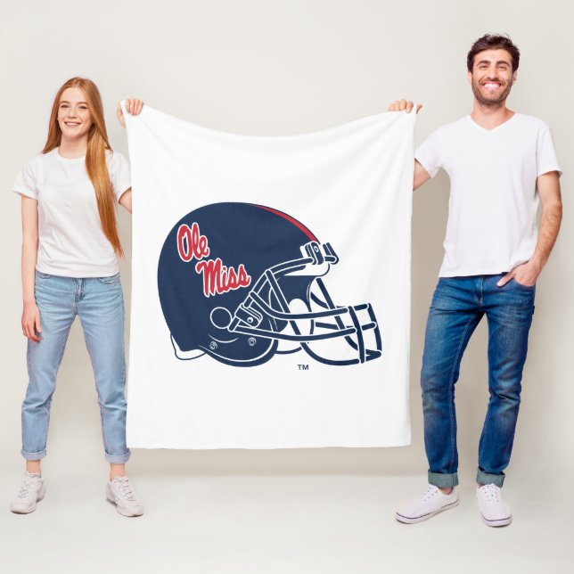 Ole Miss Football Helmet | Dark Blue Fleece Blanket (In Situ)