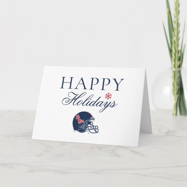 Ole Miss Football Helmet | Dark Blue Holiday Card (Front)