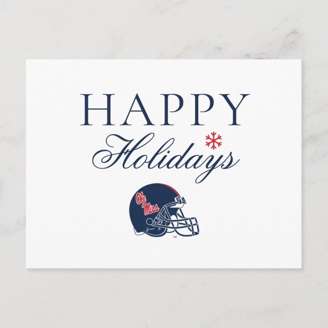 Ole Miss Football Helmet | Dark Blue Holiday Postcard (Front)