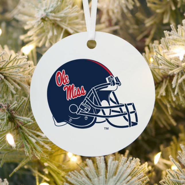 Ole Miss Football Helmet | Dark Blue Metal Ornament (Insitu)