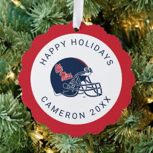Ole Miss Football Helmet   Dark Blue Ornament Card