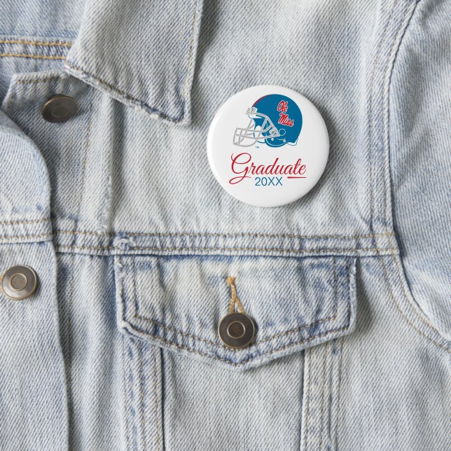 Ole Miss Football Helmet | Light Blue 2 Inch Round Button (In Situ)