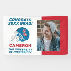 Ole Miss Football Helmet   Light Blue Banner