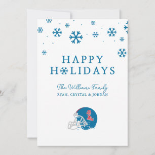 Ole Miss Football Helmet Light Blue Holiday Card