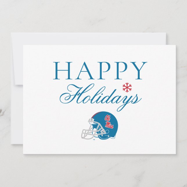Ole Miss Football Helmet | Light Blue Holiday Card (Front)