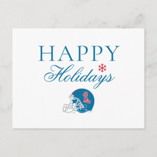 Ole Miss Football Helmet Light Blue Holiday Postcard