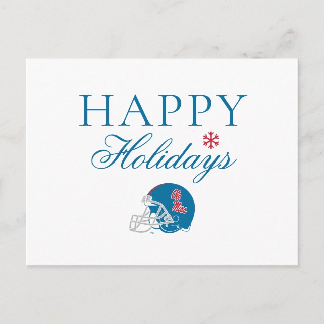Ole Miss Football Helmet | Light Blue Holiday Postcard (Front)