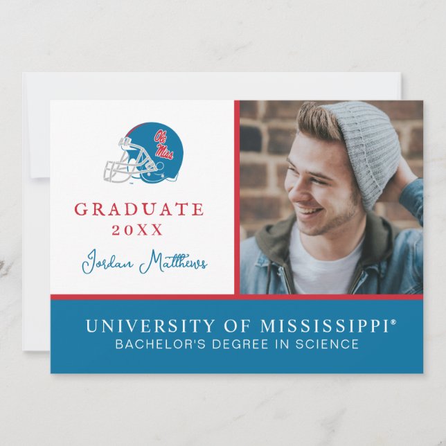 Ole Miss Football Helmet | Light Blue Invitation (Front)