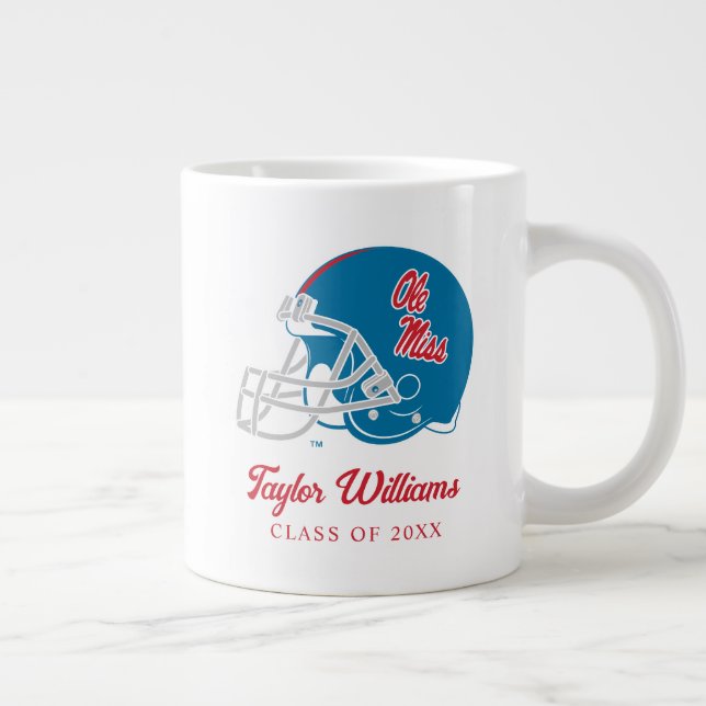 Ole Miss Football Helmet | Light Blue Large Coffee Mug (Right)