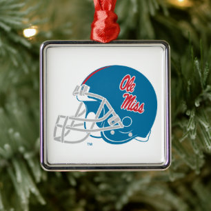 Ole Miss Football Helmet   Light Blue Metal Ornament