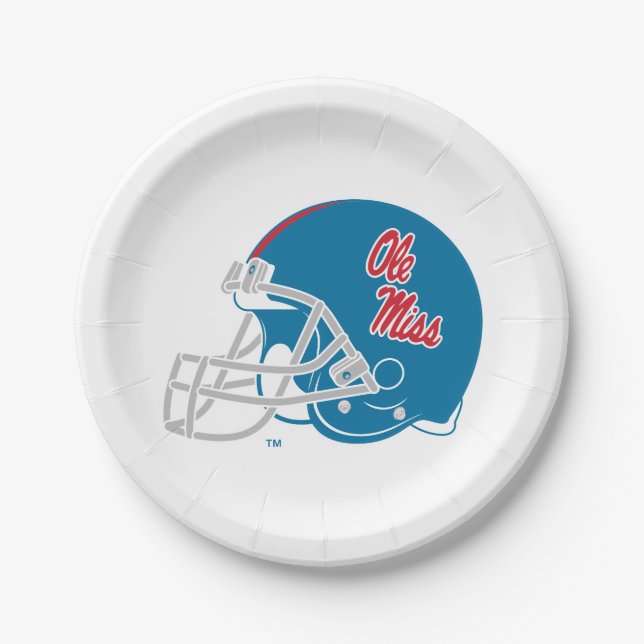 Ole Miss Football Helmet | Light Blue Paper Plate (Front)