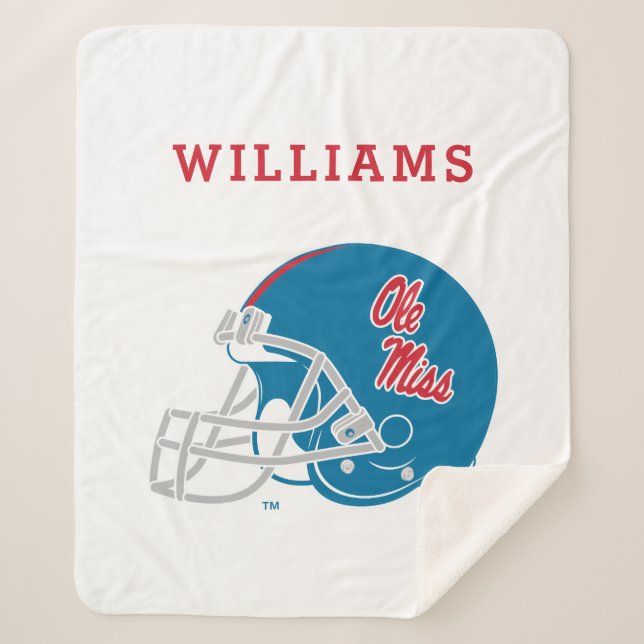 Ole Miss Football Helmet | Light Blue Sherpa Blanket (Front)