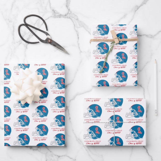 Ole Miss Football Helmet | Light Blue Wrapping Paper Sheet (Front)