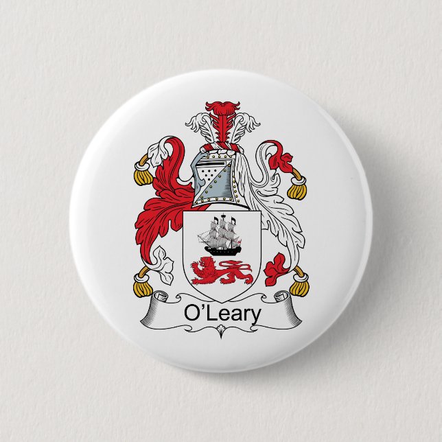 O'Leary Family Crest 2 Inch Round Button (Front)