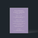 Olga Purple Modern Wedding Menu<br><div class="desc">Modern wedding menus featuring a clean and simple design with bold fonts.</div>