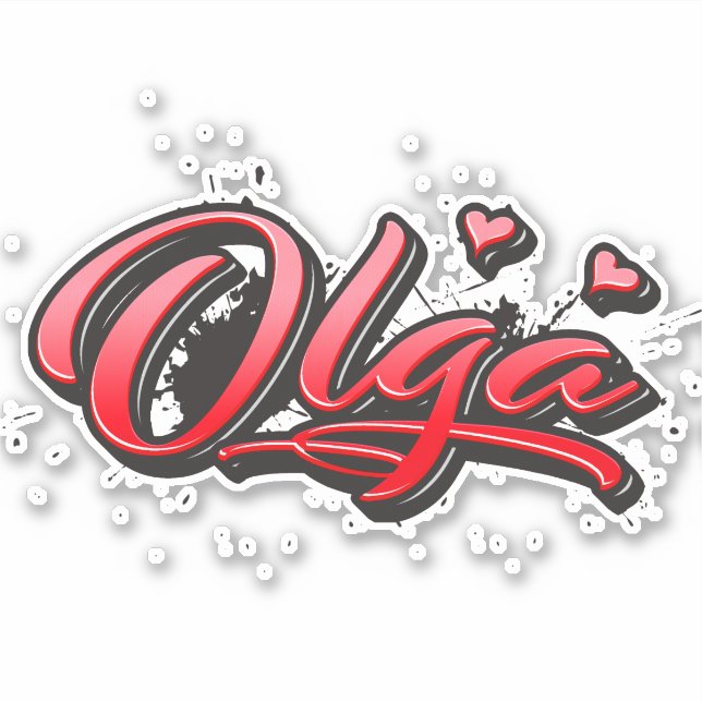 Olga red heart graffiti Autocollants (Devant)