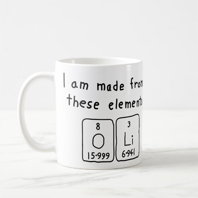 Oli periodic table name mug (Left)
