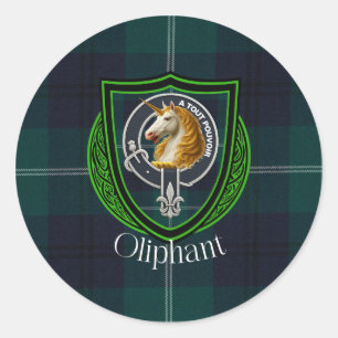 Oliphant Scottish Clan Tartan & Crest Classic Round Sticker