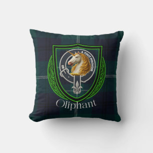 Oliphant Scottish Clan Tartan & Crest Throw Pillow