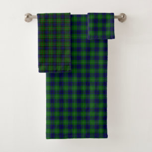 Oliphant tartan blue green plaid bath towel set