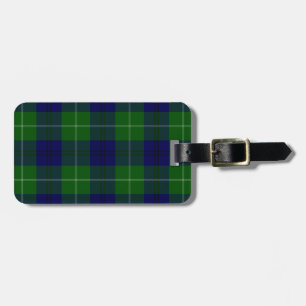 Oliphant tartan blue green plaid luggage tag