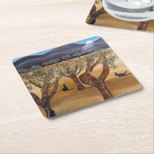 Olivar de Noche Painting by Alfred Fox Square Paper Coaster