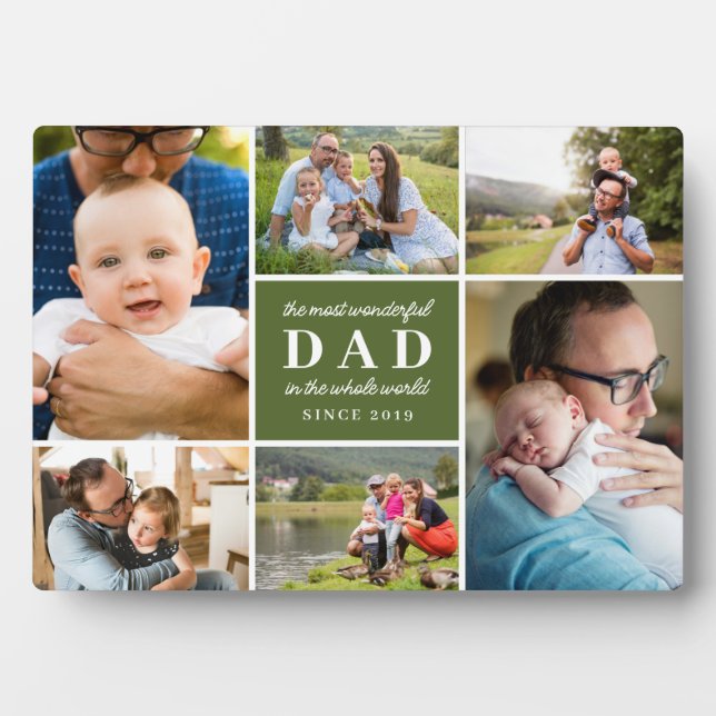 Olive 6 Photos Most Wonderful Dad Father's Day Plaque (Front)