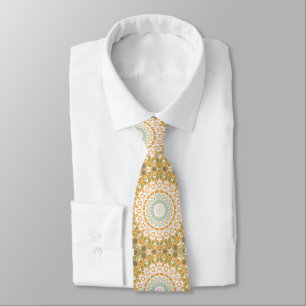 Olive and Amber Modern Mandala Design Tie