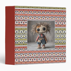 Olive and brown geometric ethnic ornament binder