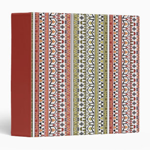 Olive and brown geometric ethnic ornament binder