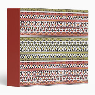 Olive and brown geometric ethnic ornament binder