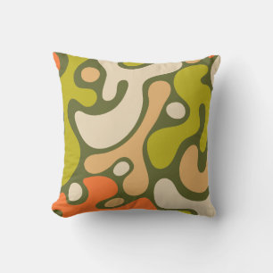 Olive and Cream Organic Amoeba Blob Pattern Throw Pillow