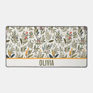 Olive and Herbs Minimal Elegant Personalized Desk Mat