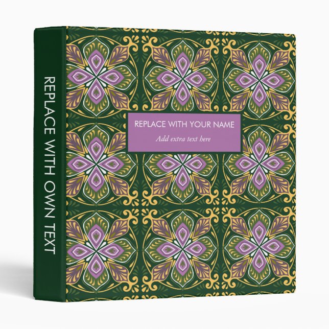 Olive and lavender Azulejos  Binder (Front/Spine)