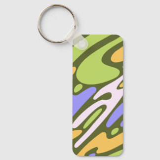 Olive and Lavender Diagonal Brushstroke Pattern Keychain