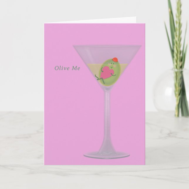 Olive and Martini Valentine's Day Card (Front)