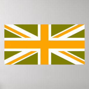 Olive and Orange Union Jack Poster