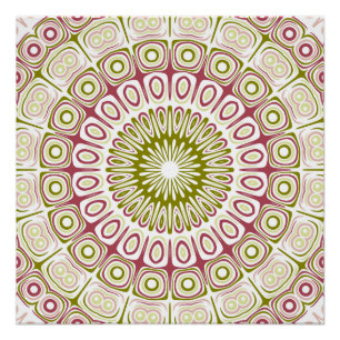 Olive and Rose Mandala Pattern Poster
