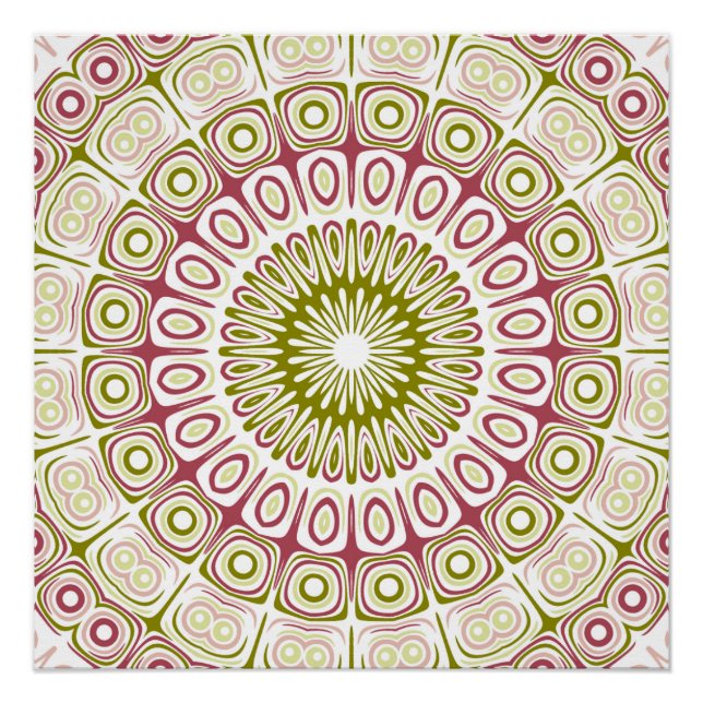 Olive and Rose Mandala Pattern Poster (Front)