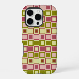 Olive and Rose Square Pattern iPhone 16 Pro Case
