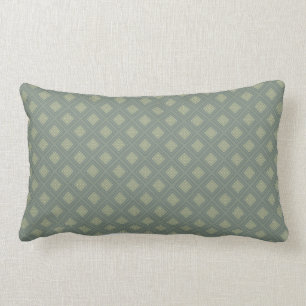 Olive and Sage Green Diamond Shapes Lumbar Pillow